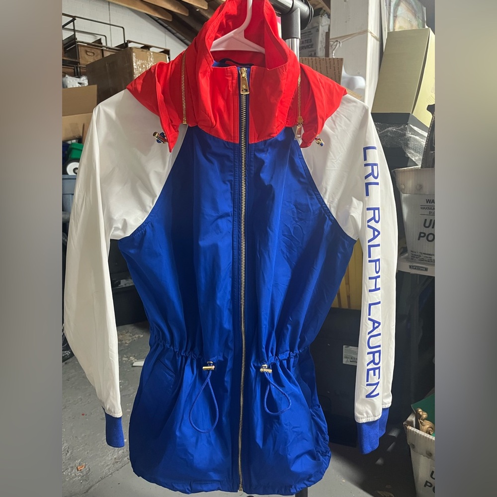 Lauren Ralph Lauren Womens Retro Colorblock Windbreaker Jacket Blue/Red/White XS